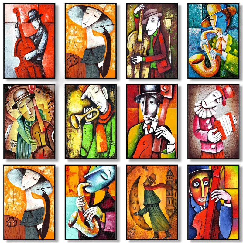 Musical Instrument Images - Abstract Picasso Artwork Man Playing Musical