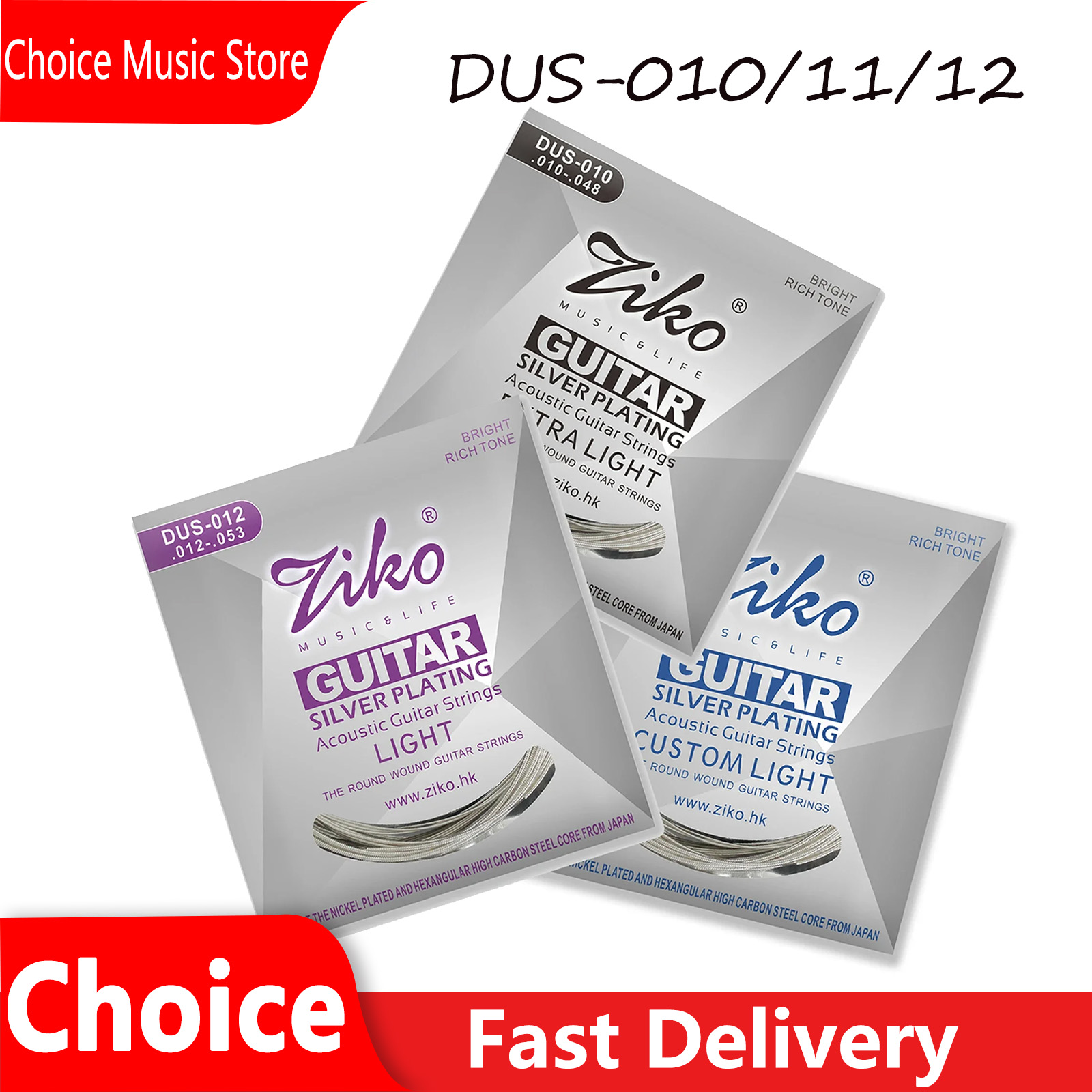 Musical Instrument With Strings - Ziko Acoustic Guitar Strings Set 010