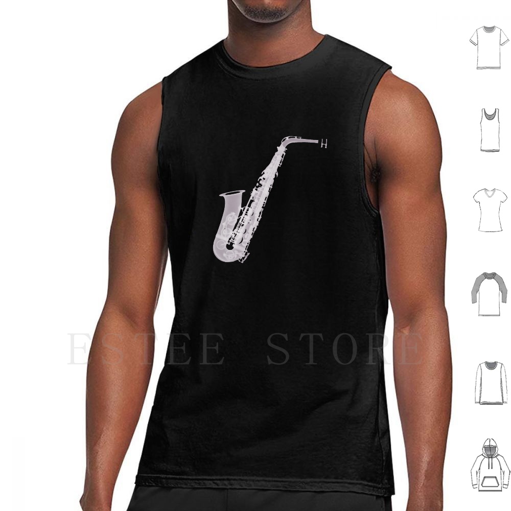 Saxophone-X-Ray Tank Tops Vest - Musical Instrument Images บทวิจารณ์และราคา