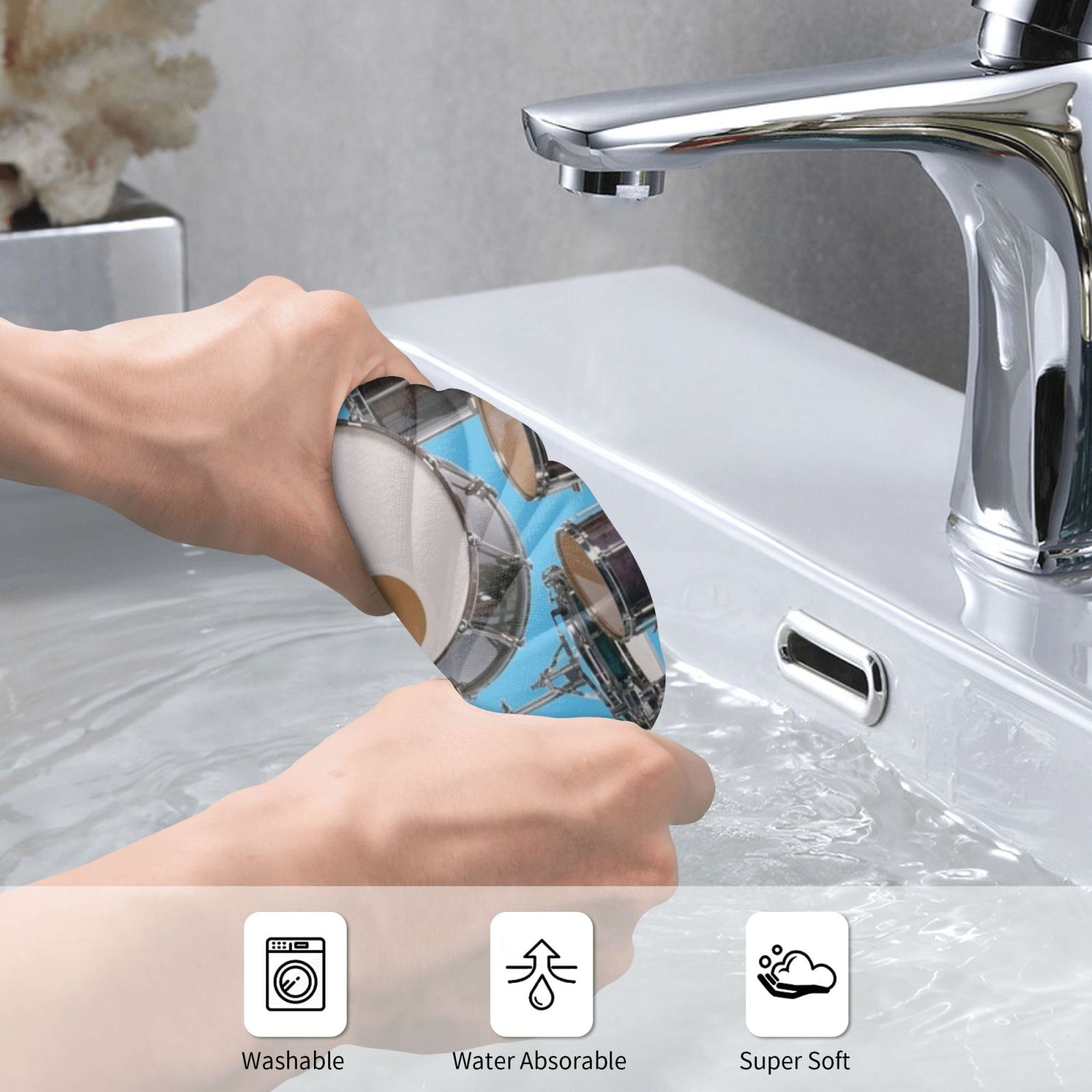 Drums Illustration Bath Towel  - Musical Instrument Images บทวิจารณ์และราคา