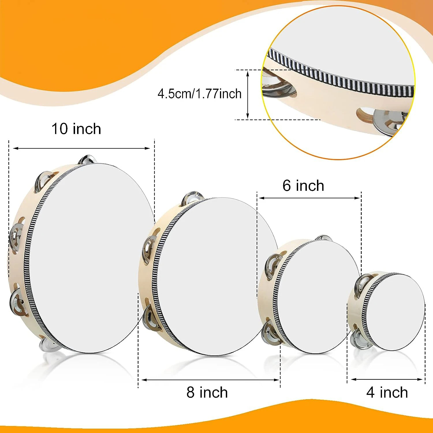 Miwayer Wooden Tambourine with - Musical Instrument Band บทวิจารณ์และราคา